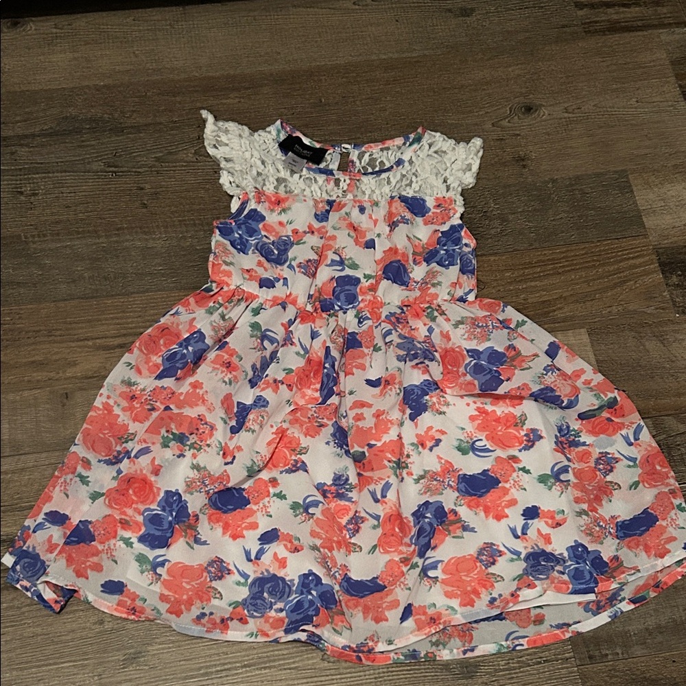 Holiday Editions Floral Dress with Lace Accents